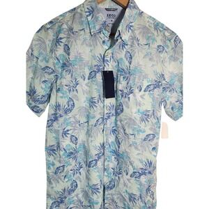 Izod NWT Saltwater Chambray 100% Cotton blue tropical button down mens M